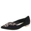 Sophia Webster Black Embroidered Suede Bibi Butterfly Pointed Toe Ballet Flats Size 38 For Women