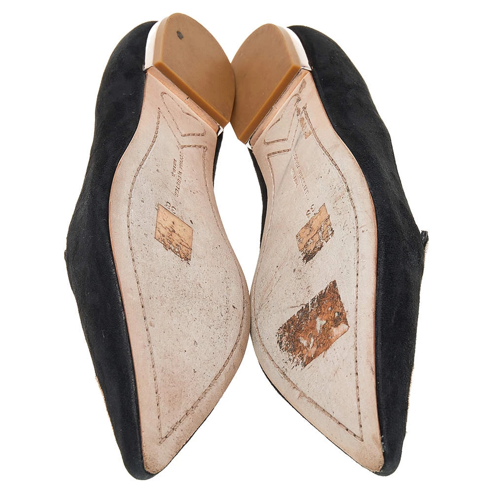 Sophia Webster Black Embroidered Suede Bibi Butterfly Pointed Toe Ballet Flats Size 38 For Women - Image 6