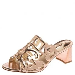 Sophia Webster Rose Gold Cut Out Leather Birdie Mules Size 36 For Women