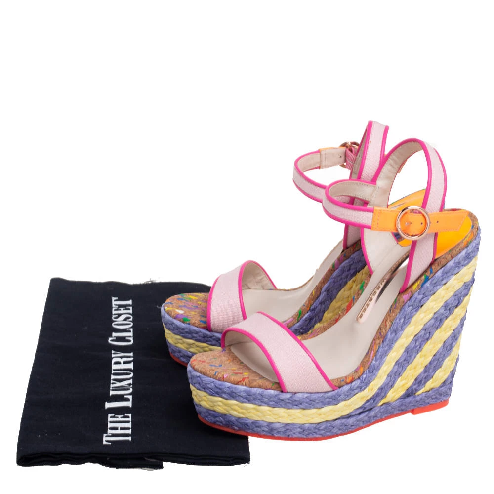 Sophia Webster Multicolor Canvas And Leather Lucita Raffia Wedges Size 36.5 For Women - Image 8