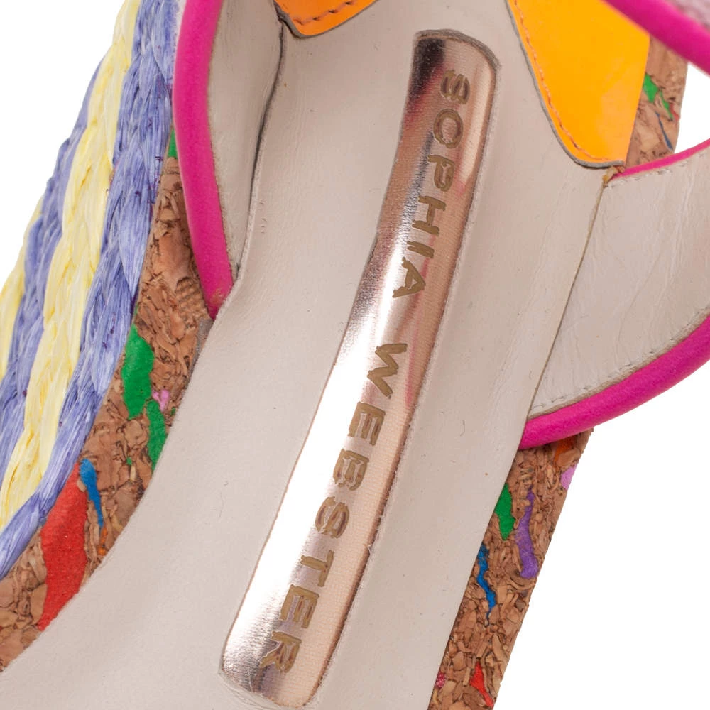 Sophia Webster Multicolor Canvas And Leather Lucita Raffia Wedges Size 36.5 For Women - Image 7