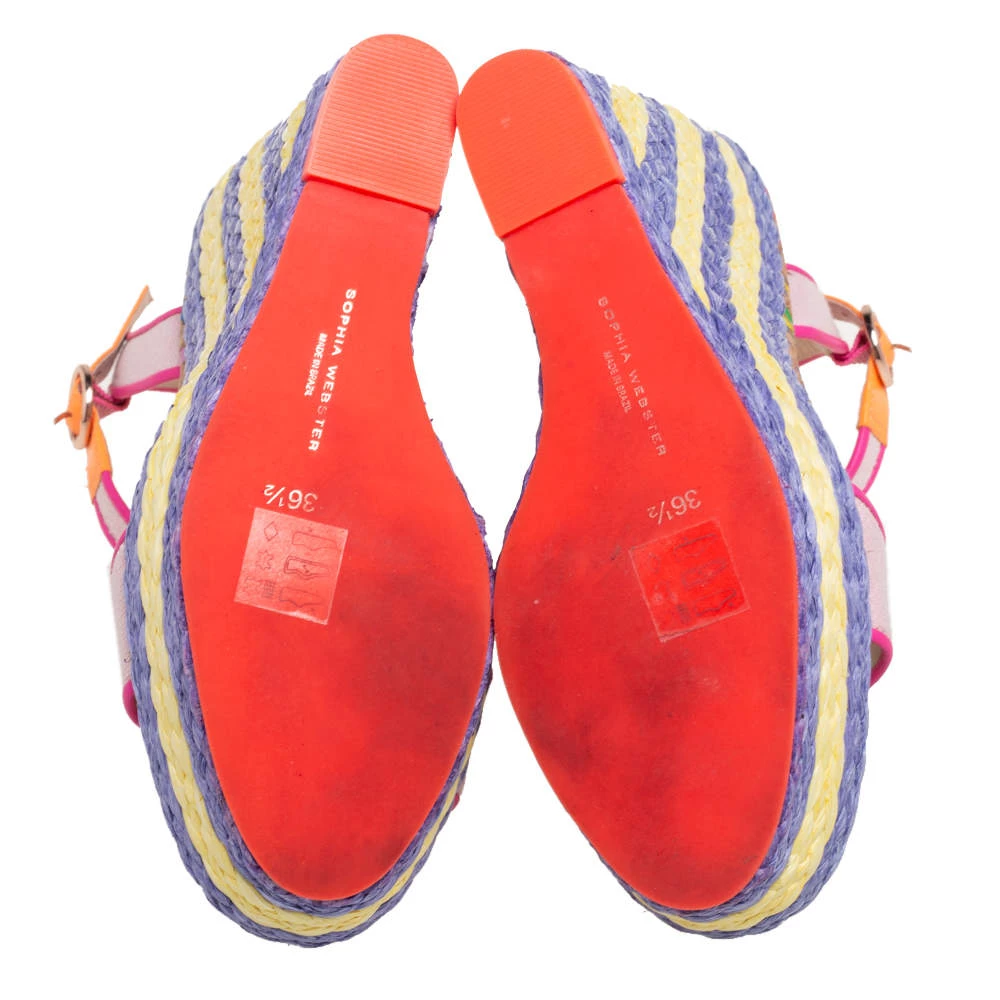 Sophia Webster Multicolor Canvas And Leather Lucita Raffia Wedges Size 36.5 For Women - Image 6