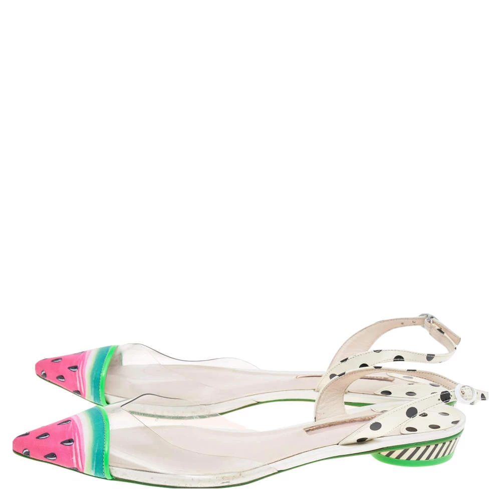 Sophia Webster Multicolor Leather And Fabric Daria Watermelon Slingback Sandals Size 40.5 For Women - Image 4