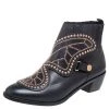 Sophia Webster Black Leather Karina Butterfly Studded Ankle Boots Size 37 For Women