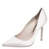 Sophia Webster Ivory Satin Coco Embellished Pointed-Toe Pumps Size 39 For Women