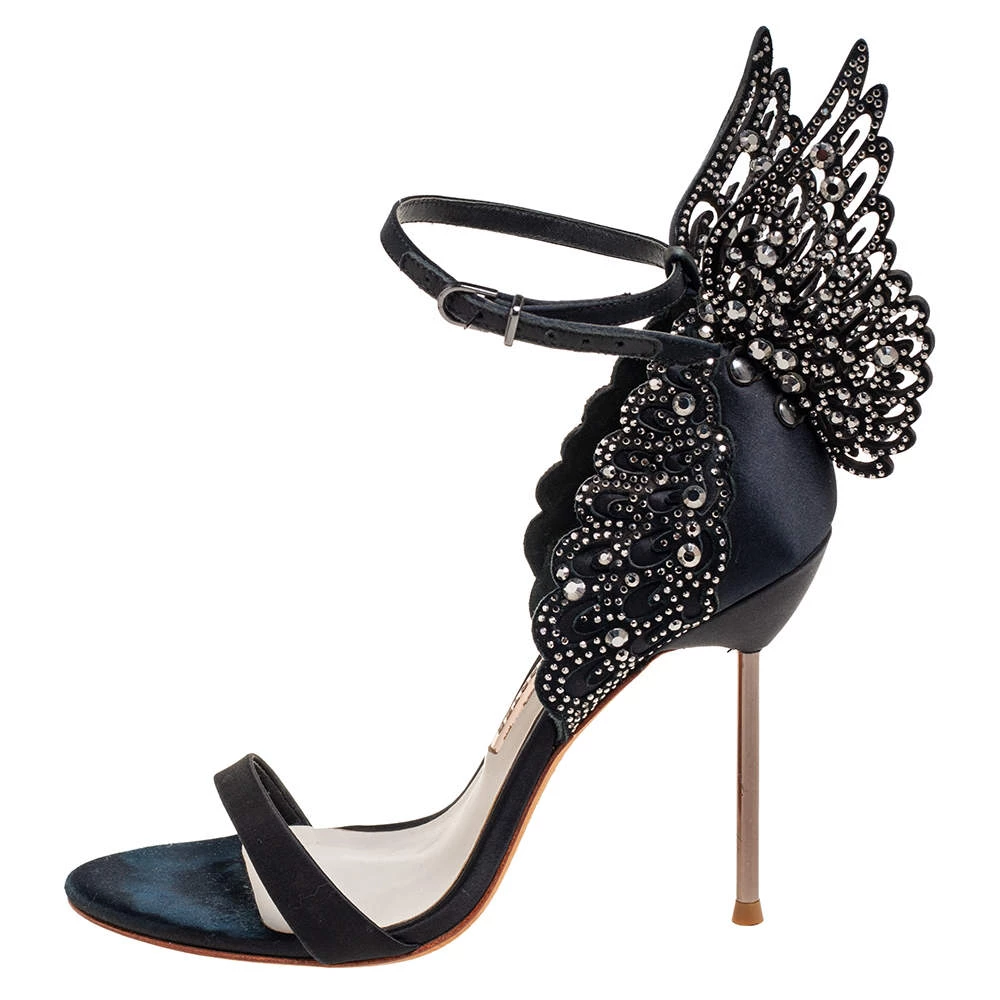 Sophia Webster Black Satin Evangeline Sandals Size 37 For Women - Image 2