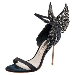 Sophia Webster Black Satin Evangeline Sandals Size 37 For Women