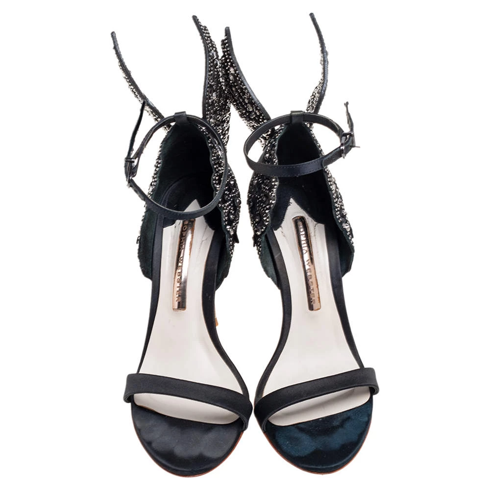 Sophia Webster Black Satin Evangeline Sandals Size 37 For Women - Image 3