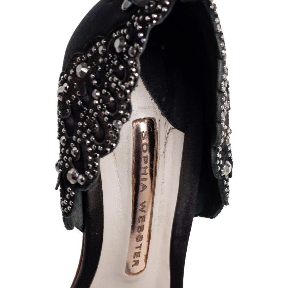 Sophia Webster Black Satin Evangeline Sandals Size 37 For Women - Image 7