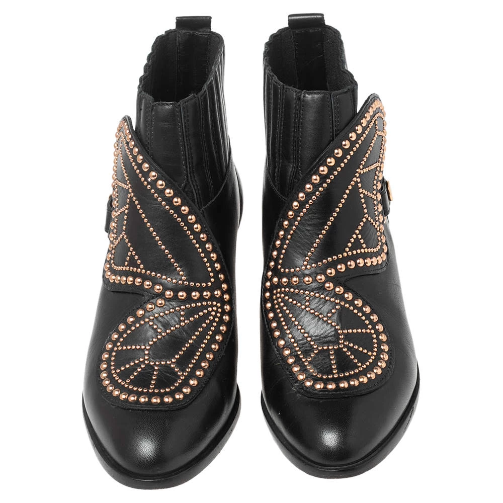 Sophia Webster Black Leather Karina Butterfly Ankle Boots Size 39.5 For Women - Image 3