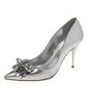 Sophia Webster Silver Leather Flower Lilico Pumps Size 39 For Women