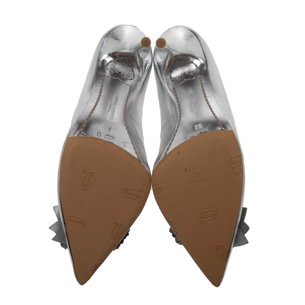 Sophia Webster Silver Leather Flower Lilico Pumps Size 39 For Women - Image 6