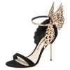 Sophia Webster Black Suede And Laser Cut Rose Gold Leather Evangeline Sandals Size 39 For Women