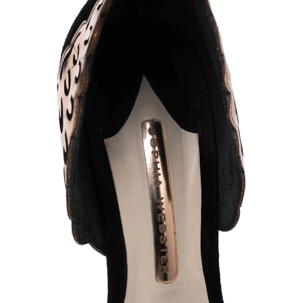 Sophia Webster Black Suede And Laser Cut Rose Gold Leather Evangeline Sandals Size 39 For Women - Image 7