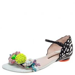 Sophia Webster Multicolor Patent And Leather Lilico Underwater Floral Embellished Flat Sandals Size 42 For Women