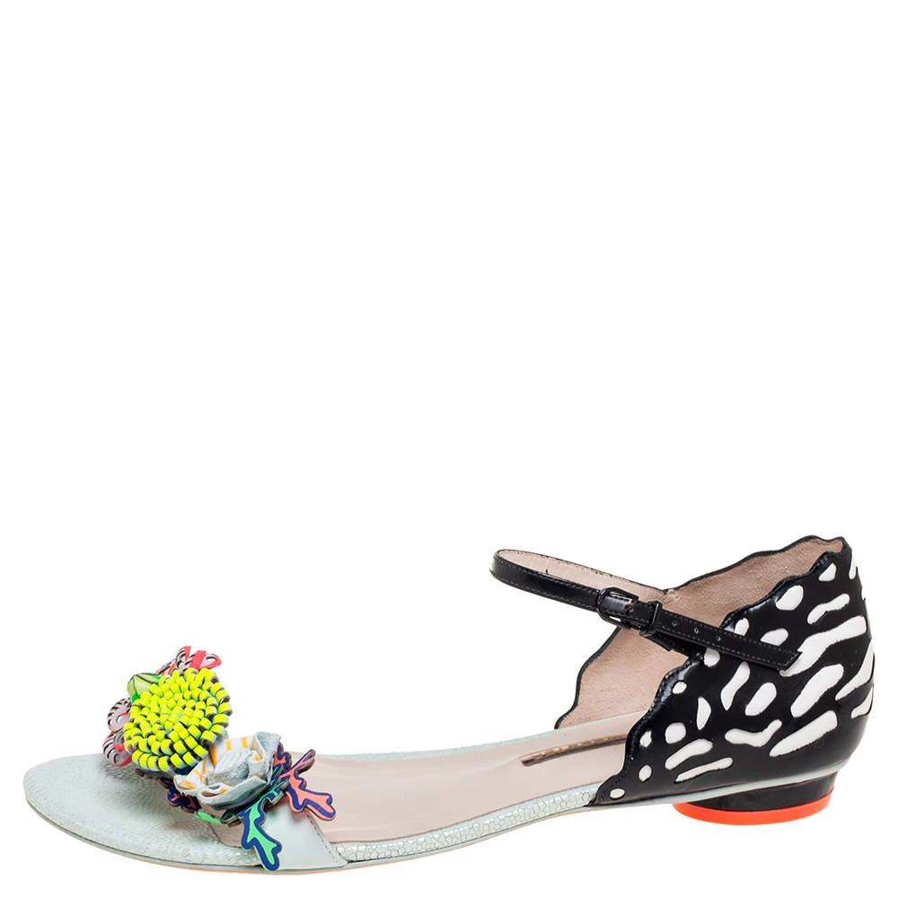 Sophia Webster Multicolor Patent And Leather Lilico Underwater Floral Embellished Flat Sandals Size 42 For Women - Image 2