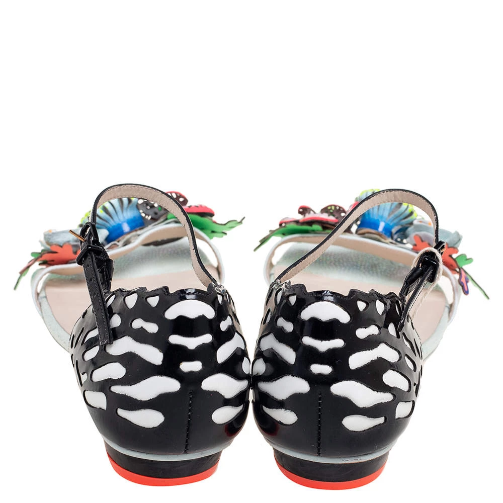 Sophia Webster Multicolor Patent And Leather Lilico Underwater Floral Embellished Flat Sandals Size 42 For Women - Image 5