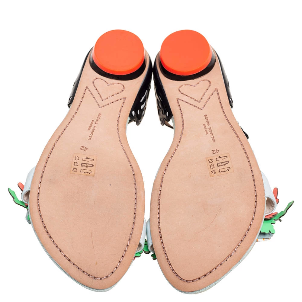 Sophia Webster Multicolor Patent And Leather Lilico Underwater Floral Embellished Flat Sandals Size 42 For Women - Image 6