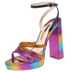 Sophia Webster Multicolor Snakeskin Effect Suede Rainbow Freya Platform Sandals Size 41 For Women