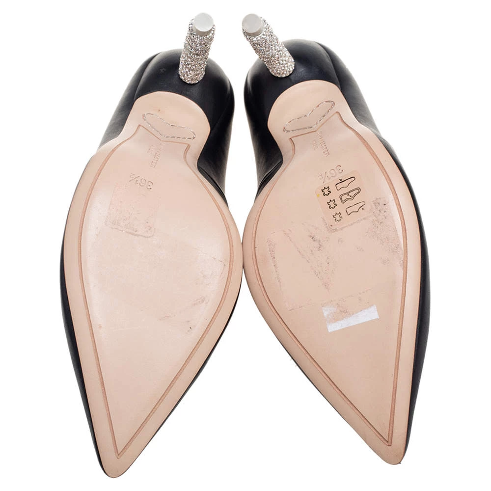 Sophia Webster Black Leather Coco Embellished Heel Pumps Size 36.5 For Women - Image 6