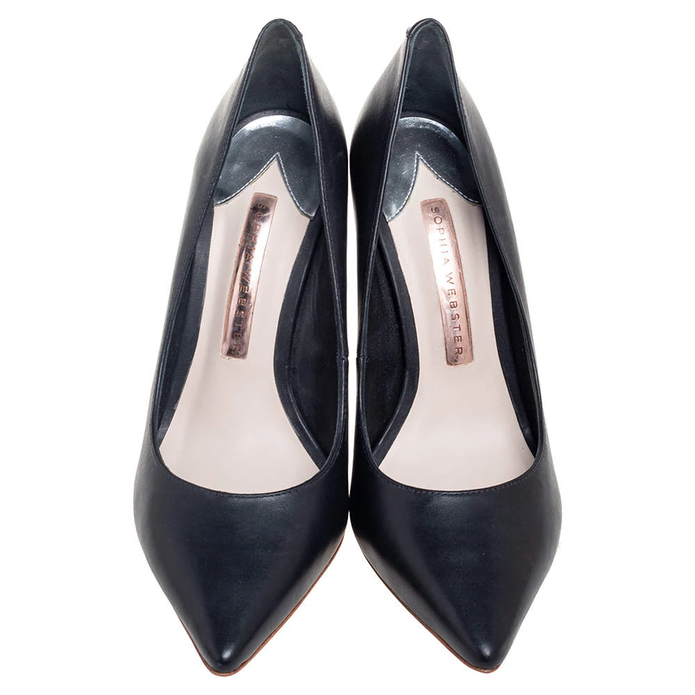 Sophia Webster Black Leather Coco Embellished Heel Pumps Size 36.5 For Women - Image 3