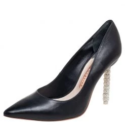 Sophia Webster Black Leather Coco Embellished Heel Pumps Size 36.5 For Women