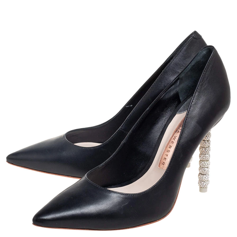 Sophia Webster Black Leather Coco Embellished Heel Pumps Size 36.5 For Women - Image 4
