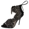 Sophia Webster Black Suede And Lace Winona Embroidered Ankle Cuff Sandals Size 37 For Women