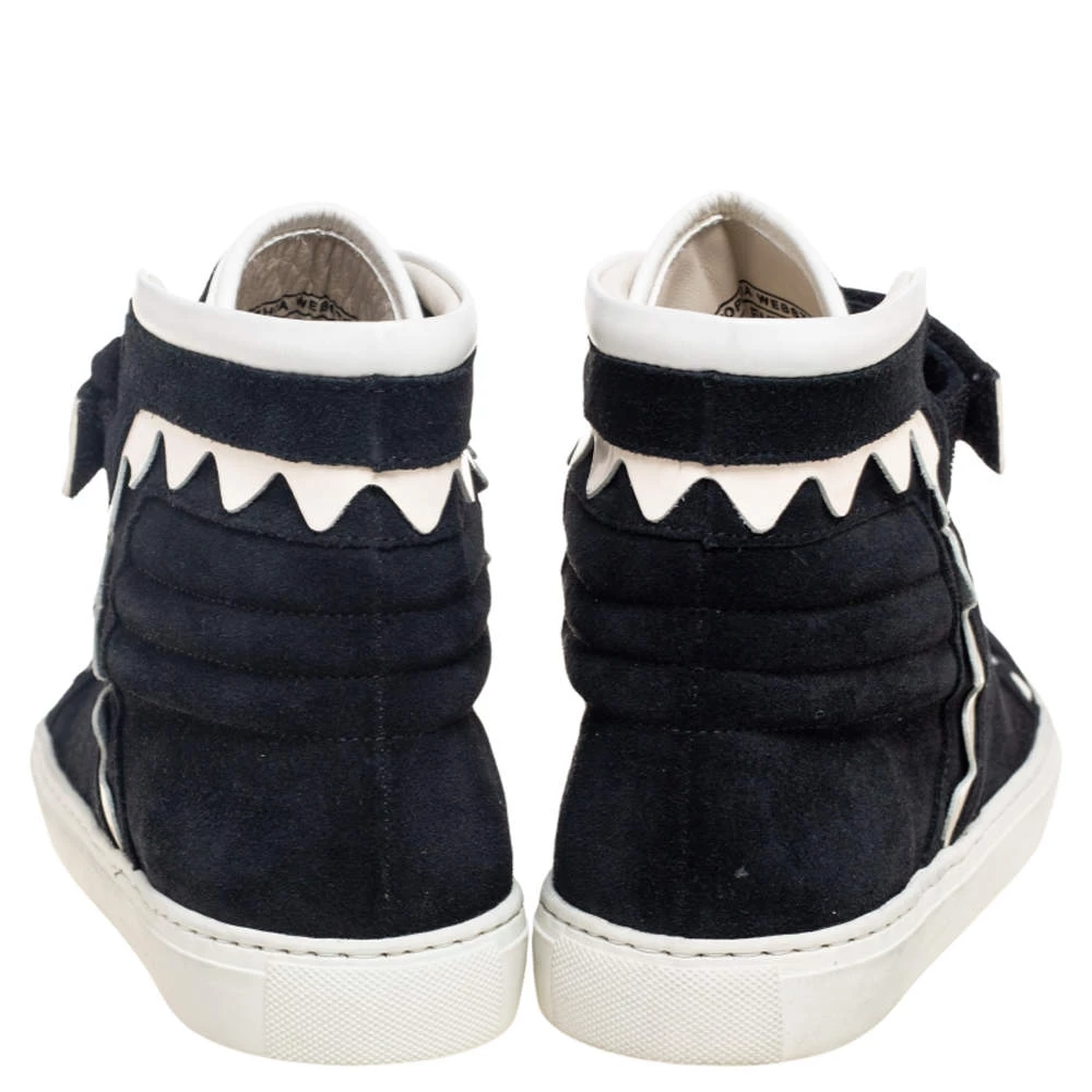 Sophia Webster Black Suede And Patent Leather Riko High Top Sneakers Size 39.5 For Women - Image 5