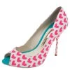 Sophia Webster Pink/White Canvas Peep Toe Pumps Size 38 For Women