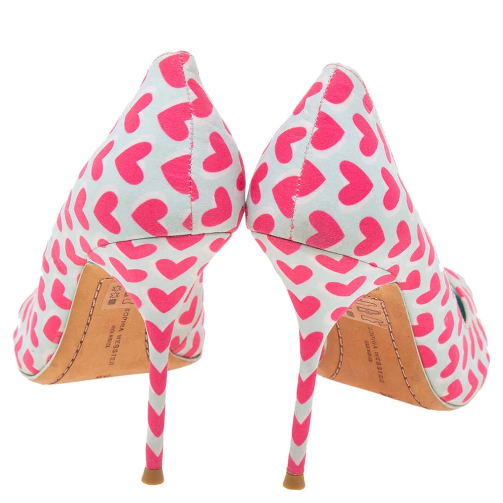 Sophia Webster Pink/White Canvas Peep Toe Pumps Size 38 For Women - Image 5