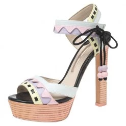 Sophia Webster Multicolor Leather Riko Pastel Platform Sandals Size 38 For Women