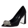 Sophia Webster Black Satin Lilico Crystal Embellished Pumps Size 38 For Women