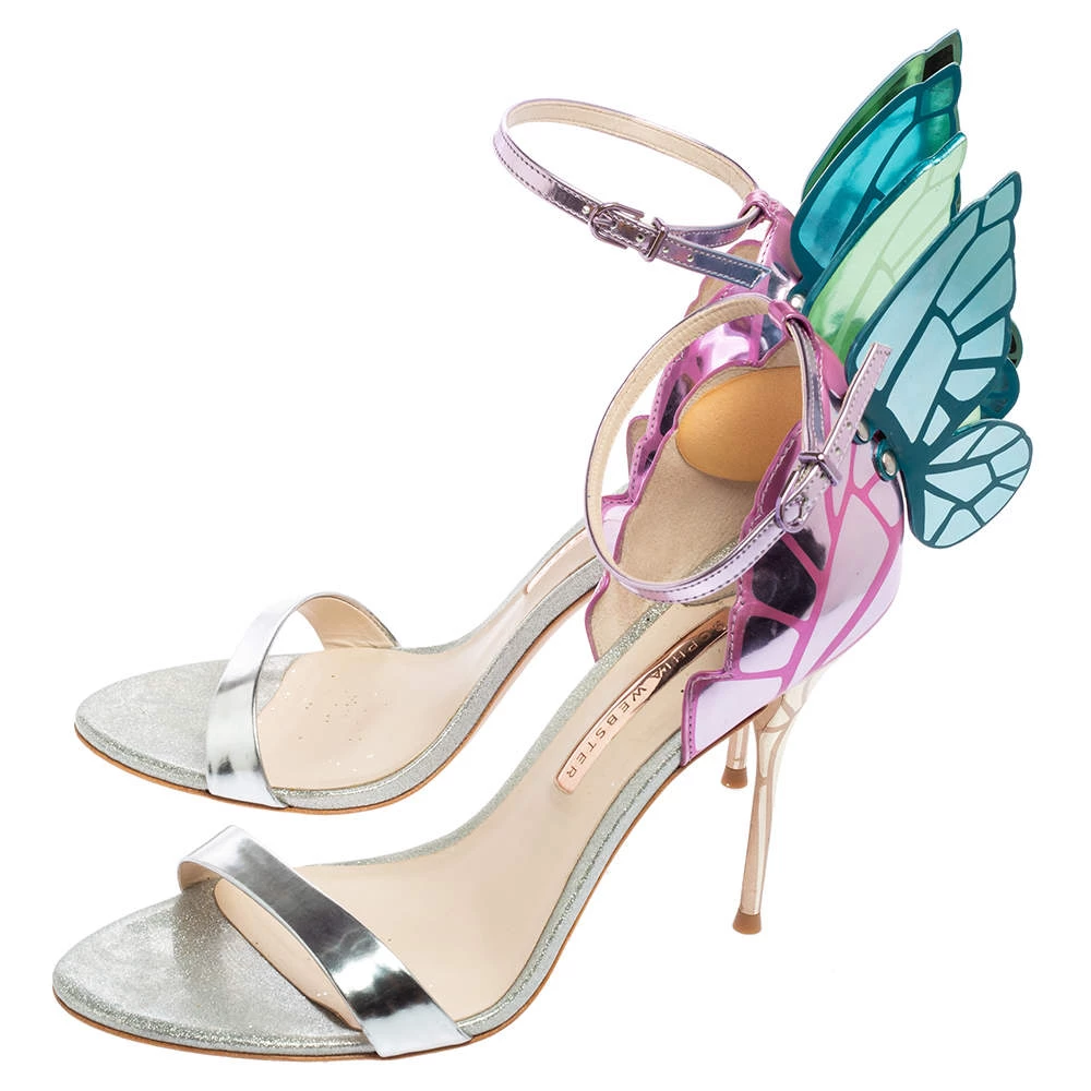 Sophia Webster Multicolor Holographic Patent And Leather Chiara Butterfly Ankle Strap Sandals Size 41 For Women - Image 4