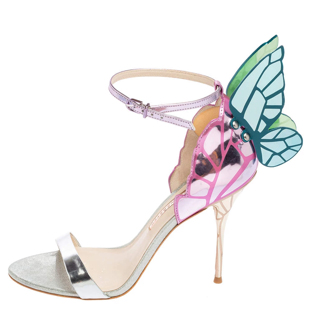 Sophia Webster Multicolor Holographic Patent And Leather Chiara Butterfly Ankle Strap Sandals Size 41 For Women - Image 2