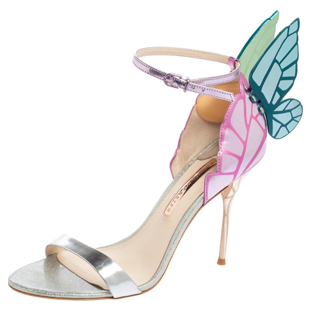 Sophia Webster Multicolor Holographic Patent And Leather Chiara Butterfly Ankle Strap Sandals Size 41 For Women