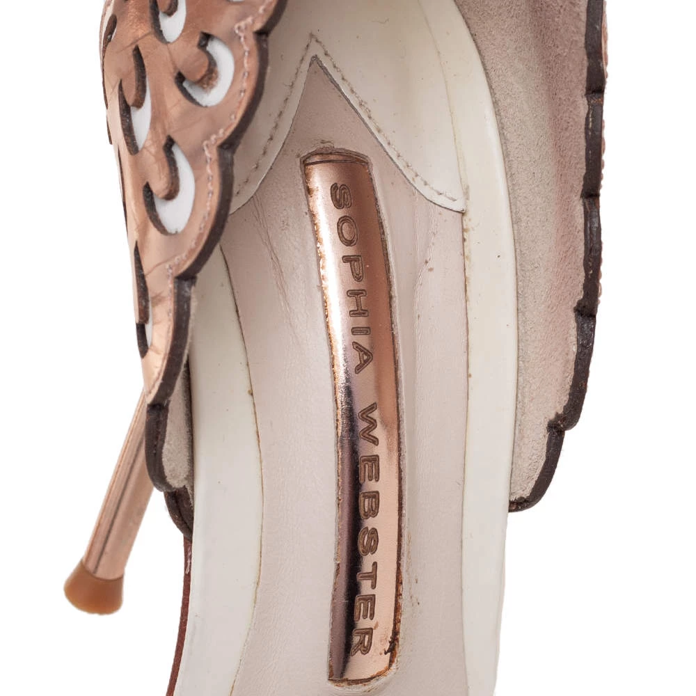 Sophia Webster Metallic Rose Gold Leather Chiara Butterfly Ankle Strap Sandals Size 36 For Women - Image 7