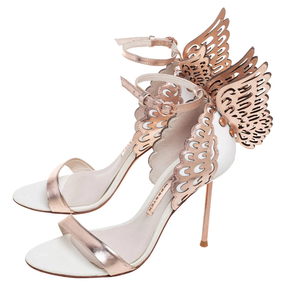 Sophia Webster Metallic Rose Gold Leather Chiara Butterfly Ankle Strap Sandals Size 36 For Women - Image 4