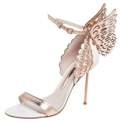 Sophia Webster Metallic Rose Gold Leather Chiara Butterfly Ankle Strap Sandals Size 36 For Women