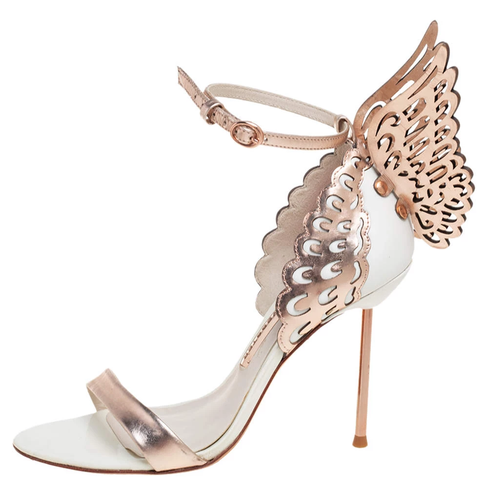 Sophia Webster Metallic Rose Gold Leather Chiara Butterfly Ankle Strap Sandals Size 36 For Women - Image 2