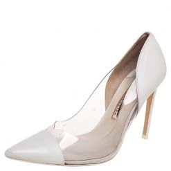 Sophia Webster White Leather And PVC Pointed Toe Pumps Size 40 For Women