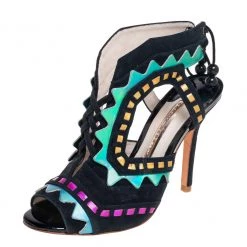 Sophia Webster Multicolor Suede And Leather Riko Cutout Sandals Size 37 For Women