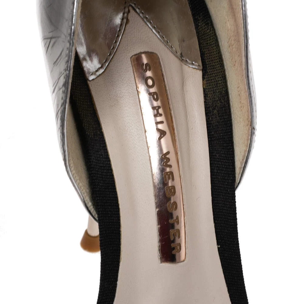 Sophia Webster Silver Leather Chiara Butterfly Ankle-Strap Sandals Size 37 For Women - Image 7