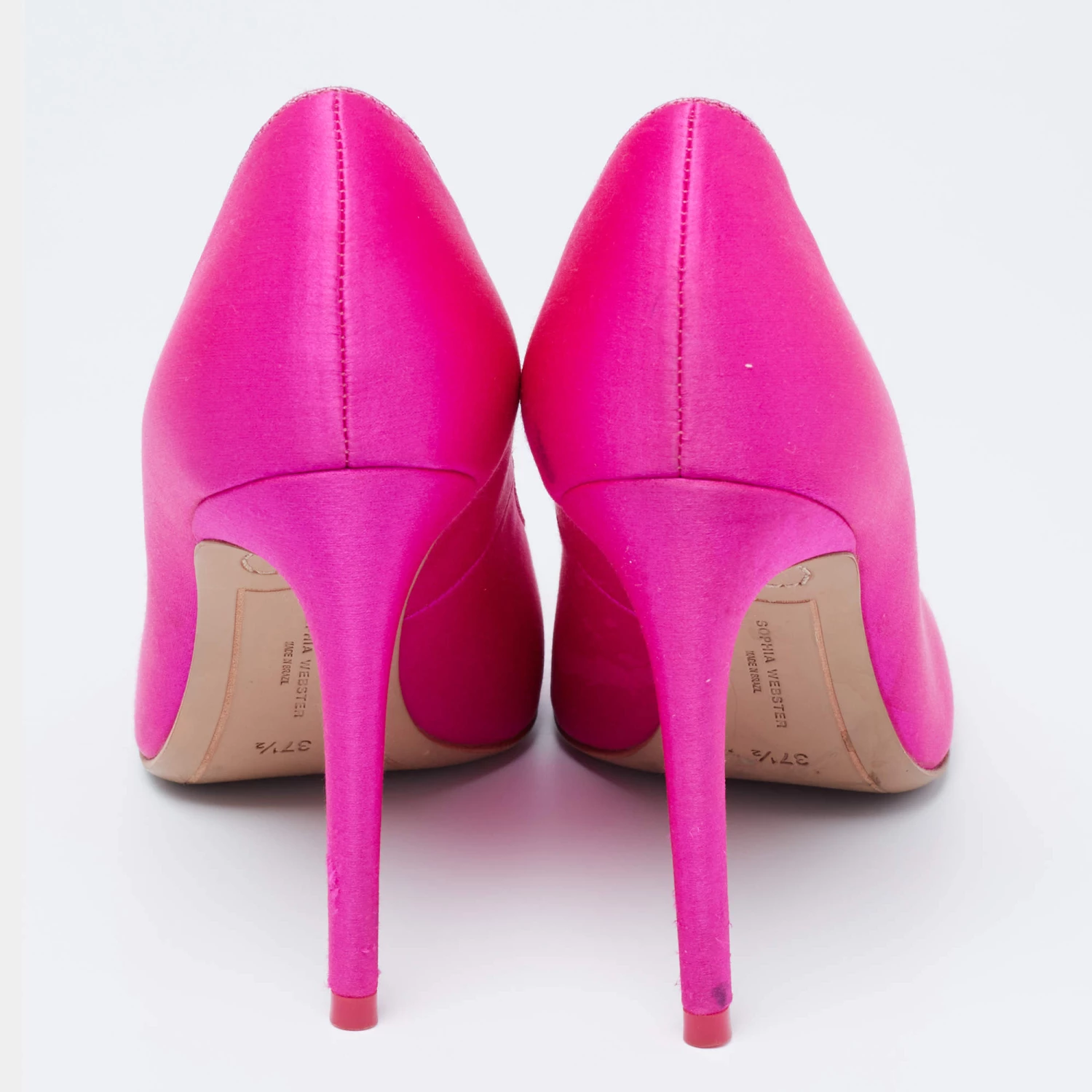 Sophia Webster Pink Satin Crystal Embellished Bibi Pumps Size 37.5 For Women - Image 5