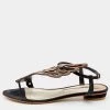 Sophia Webster Metallic Rose Gold/Black Leather And Suede Seraphina Angel Wing Flat Sandals Size 39.5 For Women