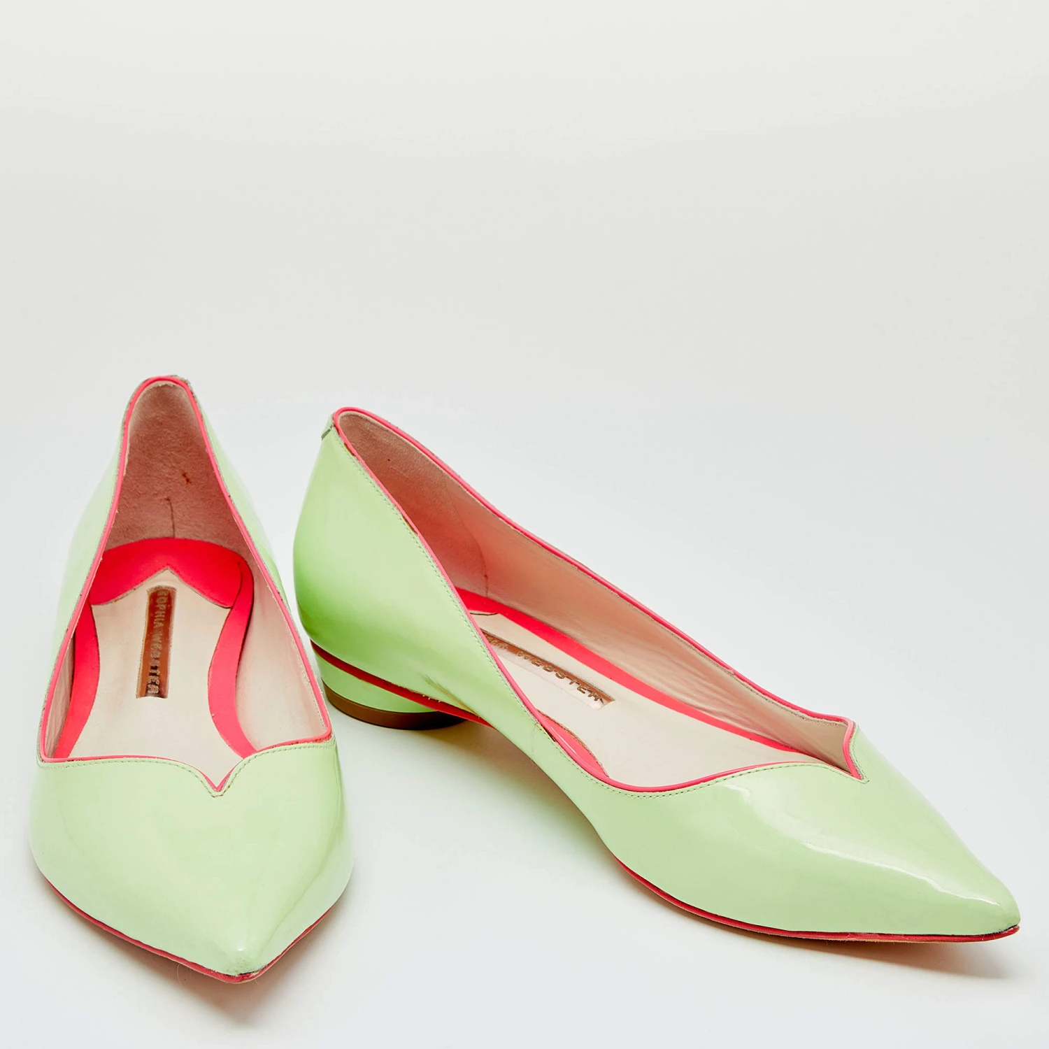 Sophia Webster Green Leather Pointed Toe Ballet Flats Size 37 For Women - Image 4