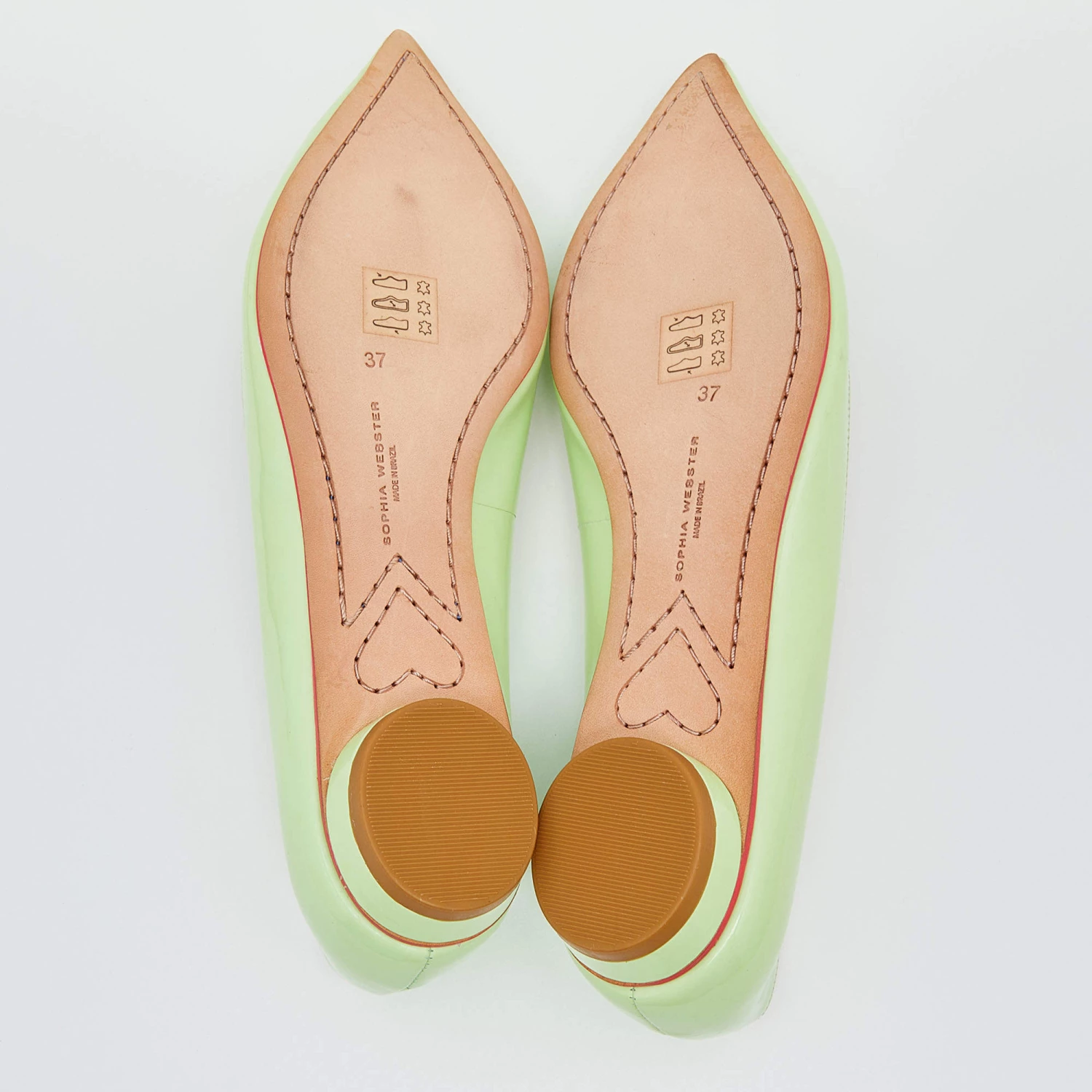 Sophia Webster Green Leather Pointed Toe Ballet Flats Size 37 For Women - Image 6