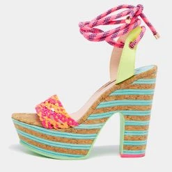 Sophia Webster Multicolor Leather And Cork Platform Sandals Size 39.5 For Women
