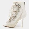 Sophia Webster White Satin And Lace Selina Booties Size 39 For Women