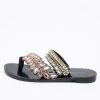 Sophia Webster Black Leather Crystal Embellished Slide Flats Size 36 For Women